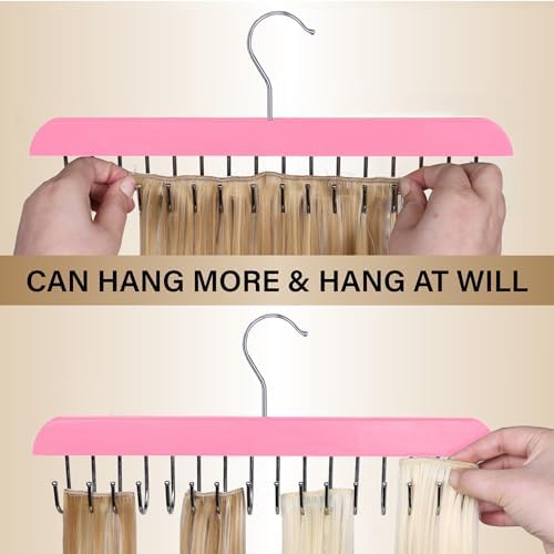Hair Extension Holder & Hanger for Clip Ins - Weft Organizer Stand for Washing & Styling - Storage Rack Display Stand Accessories for Extensions (Pink) - Image 6