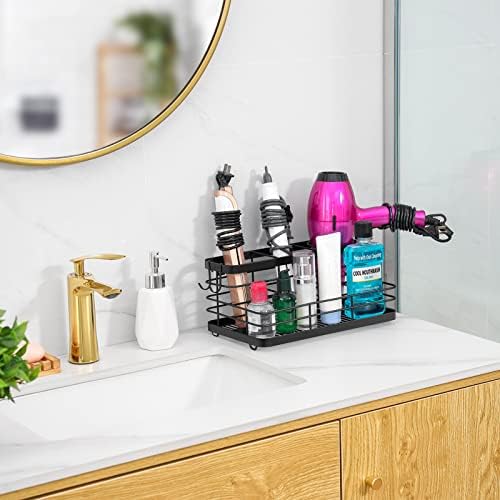 Metal Hair Tool Organizer Wall Mounted, Hair Dryer Holder Basket Storage - Image 2