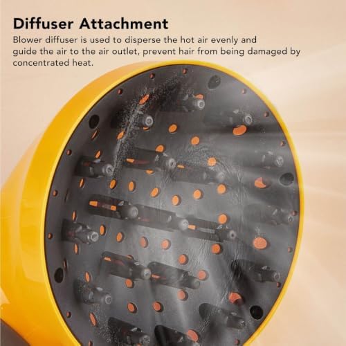 Hair Dryer Diffuser Attachment, ABS Blow Dryer Diffuser for Curly Hair Drying and Styling, Yellow, 7.87 x 6.10 in - Image 3