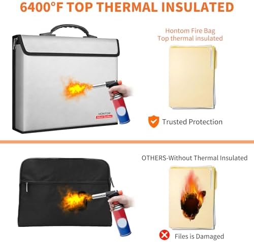 Hontom 6400℉ Fireproof Document Bag with 2 Pockets - Image 3