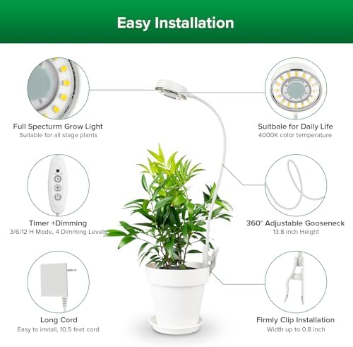 SANSI Grow Lights for Indoor Plants, Pot Clip-On Plant Lights, 10W 1-Pack - Image 3