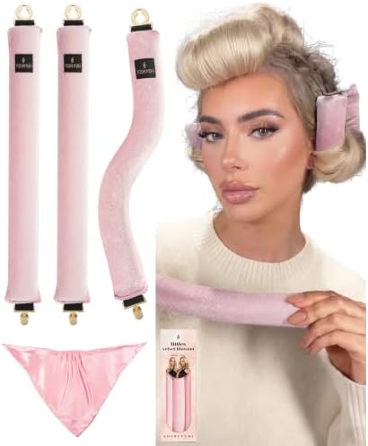 YOSHUYUKI Velvet Heatless Curls Overnight Flexible Curling Rods Heatless Curlers No Heat Damage Foam Hair Rollers for Short Long Hair to Sleep in with Triangular Satin Scarf by YOSHUYUKI
