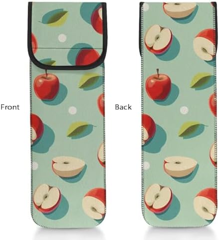 Universal Curling Iron Travel Case, Canvas Heat-Resistant Curling & Flat Iron Holder Travel Case, Hot Curling Iron Holder for Hair Tools Travel Bag or Daily Use Apple Pattern - Image 2