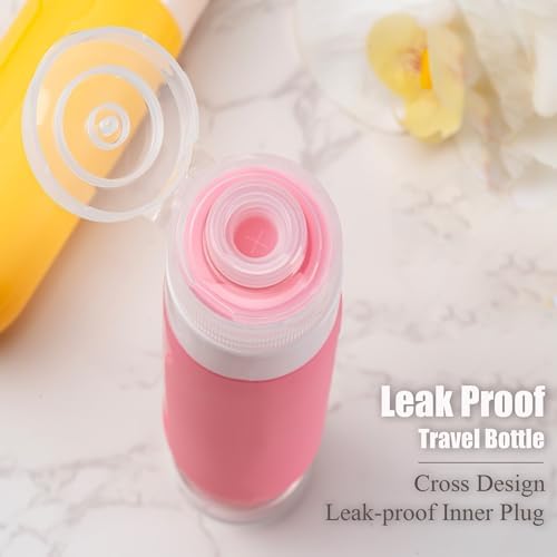 16pack Travel Bottles for Toiletries, TSA Approved LeakProof Squeezable Silicone Toiletry Containers for Shampoo, Conditioner, 3oz Portable Refillable Traveling Size Liquid Containers (16Pcs/Apricot) - Image 4