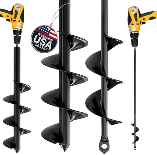 K-Brands Auger Drill Bit for Planting 2 Pack 1.6" x 16" & 3.5" x 16" Set by K-BRANDS