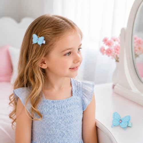 2 Pcs Butterfly Hair Clips for Girls, Fully Lined, Blue - Image 4