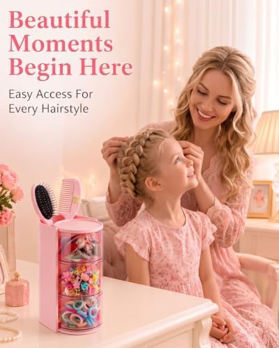 Rotatable 3-layer Hair Accessories Organizer with 200 Hair Ties - Image 3