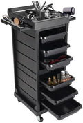 7-Tier Salon Rolling Trolley Cart with Drawers & Tool Holder, Lockable Beauty Barber Organizer Mobile Storage Station on Wheels for Hair Stylist Hairdressing SPA Tattoo, Side Retractable by Unknown