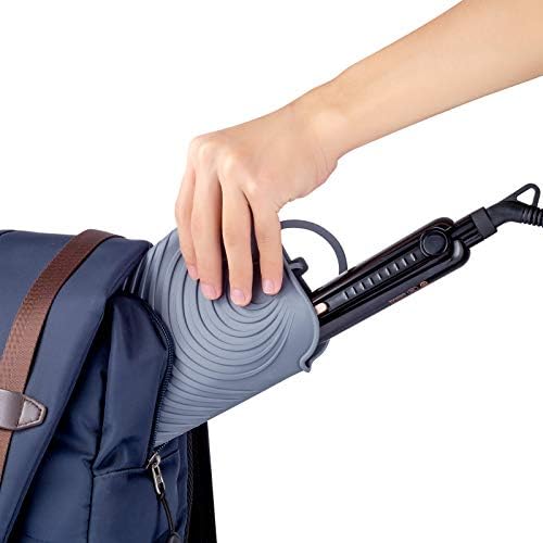 ZAXOP Heat Resistant Curling Iron Mat & Travel Pouch – Silicone Hot Hair Tool Holder for Flat Iron, Straightener & Wand – Non-Slip Vanity Protector for Home, Salon & Travel(Grey) - Image 4