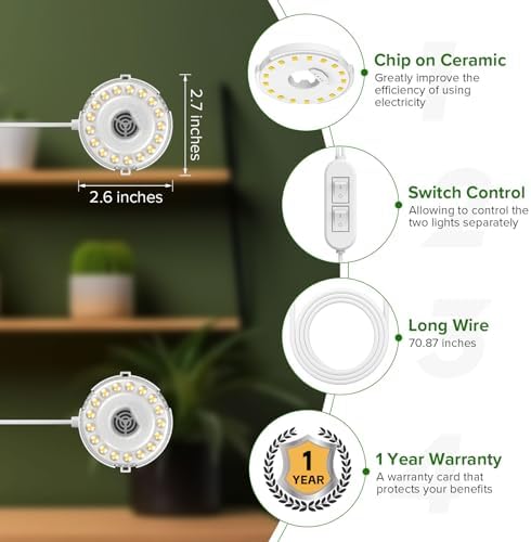 Puck Grow Lights for Indoor Plants, Dual 5W Heads - Image 5