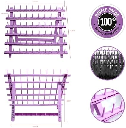 Laflare Braid Rack 60 Spools, PP Braiding Hair Stand, Thread Rack, Sewing Organizer, Quilting, Embroidery - Versatile Extension Holder (Purple) - Image 5