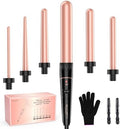 Long Barrel Curling Iron Wand Set, BESTOPE PRO 6 in 1 Curling Wand Set with Ceramic Barrel for Long/Medium Hair, 0.35"-1.25" Interchangeable Hair Wand Curler, Dual Voltage, Include Glove & Clips by BESTOPEPRO