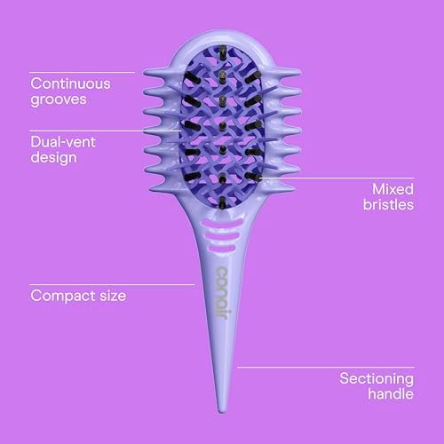 Conair Curly Hair Brush, Mini Detangler for Loose Curls, Dual-Vent Design - Image 2