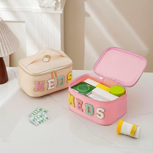 uekeboag Chenille Letter MEDS Nylon Makeup Bag(15Hot Pink) - Image 5