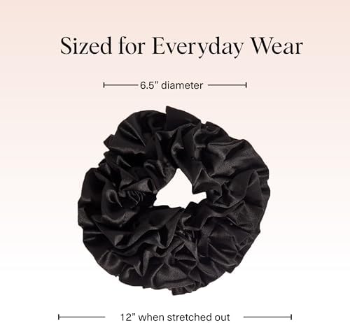 Kitsch Ruffle Satin Scrunchies For Women - Gentle Hair Tie - Black, 1pc - Image 5