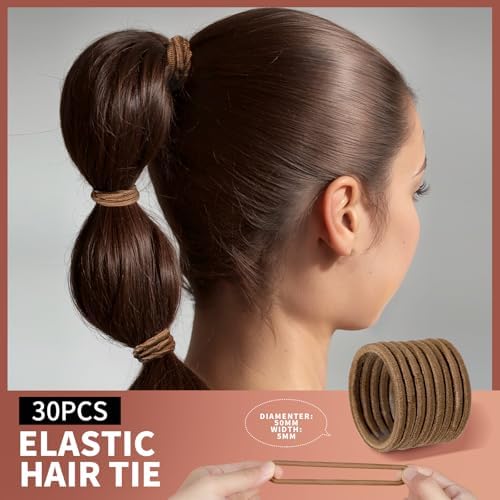 Teenitor Hair Accessories Kit for Woman & Girls: 500pcs Elastic Hair Bands; 30pcs Ponytail Holders, 30pcs Seamless Thick Hair Bands; 40pcs Bobby Hair Pins (Brown) - Image 4