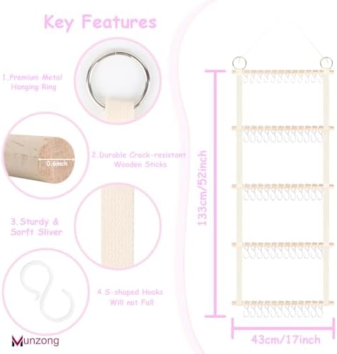 Munzong Headband Holder 52x17 inch, Beige Bow Organizer for Baby Girls - Image 2