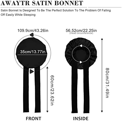 AWAYTR Wide Band Satin Bonnet, Tie-Band Sleep Cap for Curly Hair Women - Image 4