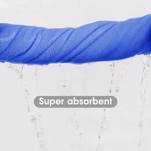 JML Microfiber Bath Towels Set with Hanging Loop, 27" x 55", 6 Pack, Blue - Image 5