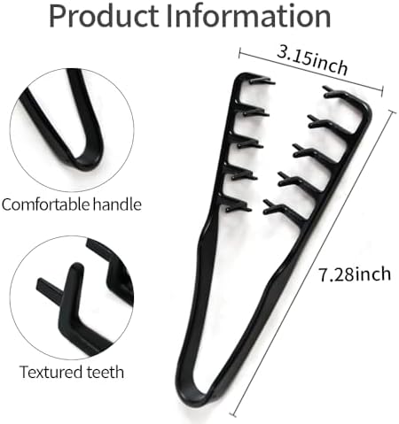 Ella & Sara 2Pcs Black Volumizing Texture Comb for Men & Women, Wide & Fine-Tooth Volumizing Hair Styling Tool, Root Lifter for Fine Hair, with 2Pack Alligator Clips, Suitable for All Hair Types - Image 5