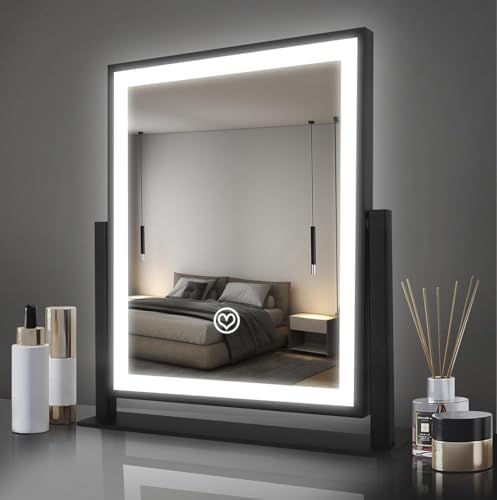 Beelux Vanity Mirror with Lights, 11" Makeup Mirror with Dimmable Light, Smart Control, Memory, Adjustable 3 Modes Lighted LED Mirror for Christmas Birthday Thanksgiving Mother's Day Black by Beelux