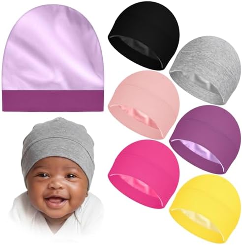 6 Pcs Satin Lined Baby Beanie Newborn by Cotwinter
