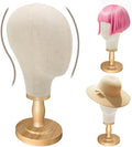 Wig Stand, 22inch Mannequin Head with Detachable Wood Base,Canvas Head Holder for Hair Styling Jewelry Glasses Headband Display, Wig Stand for Wigs,Hats, Caps, Headdress, Beige by PetBaby