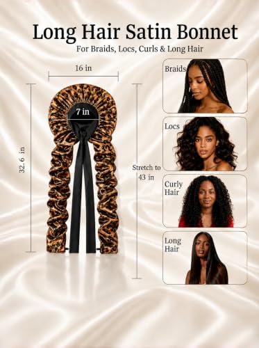 Double Layer Slik Like Satin Bonnet, 33-43" XXL Bonnet for Braids Long Hair - Image 4