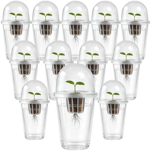 12 Pack 5in1 Seed Starter Cup Kit With Dome,Propagation Cups Self Watering by BLUASPAY