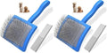 2PCS Slicker Brush for Dogs & Pet Comb,Professional Dog Grooming Brush (Goldendoodles,Poodles,Labradoodles) with Extra Long Pins to Effectively Remove Tangles, Knots and Mats (Blue, Large) (Pack of 2) by Unknown