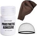 Dark Brown Bald Cap SFX Makeup Kit,Black Wig Cap with Professional Skin Water-Based Acrylic Adhesive(Bonding Glue) for Deep Skin Tones Men,Ideal for Halloween Costumes, Cosplay by PaminifyBeautyMakeup