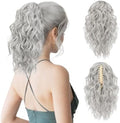 Flufymooz Ponytail Extension, 12" Short Claw Ponytail Extension Wavy Curly Jaw Clip in Pony tails Hair Extension Natural Synthetic Hairpiece for Women (Grey/Silver/White Mixed) by Flufymooz
