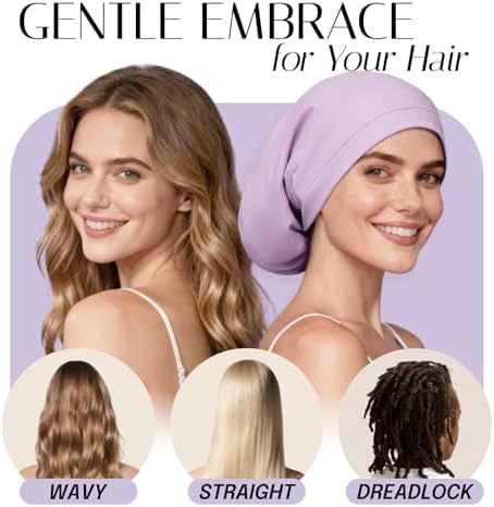 OLESILK Silk Sleep Bonnet for Curly & Long Hair, Adjustable Night Cap - Image 4