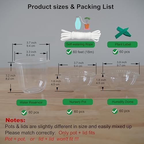 ORIMERC 4 inch Nursery Pots with Drainage, Garden Pots for Seeds, Seedling Pots for Plants, Self Watering Small Plant Pots, Plastic Seed Starter Planting Pots for Vegetable Fruit Flower (60 Set) - Image 2