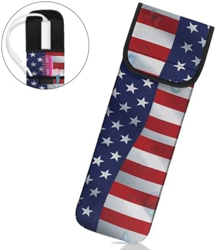 ZOUTAIRONG American Flag Curling Iron Bag with Pockets for Universal Curling Iron Curling Iron Travel Holder Travel Flat Iron Case Heat Resistant Travel Bag for Hair Tools Flat Iron Holder Flat Iron - Image 4