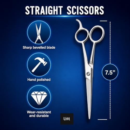 UM Supplies Scissors 7.5 | Premium Barber Shears For Hair Cutting | Multiple Purpose Cutting Scissors | Haircut Scissors For Salon I Women | Mens | kids I Pets - Image 2