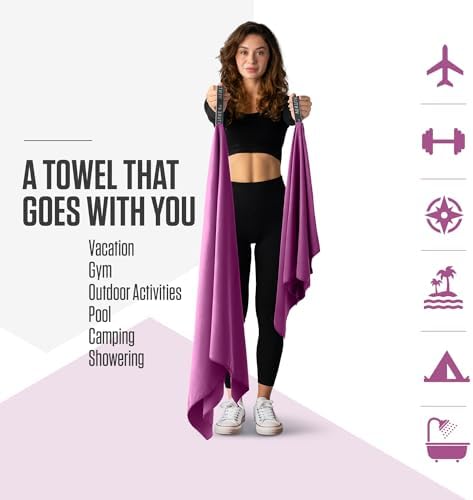 VENTURE 4TH Quick Dry Microfiber Towel for Camping & Gym - Purple Large - Image 2