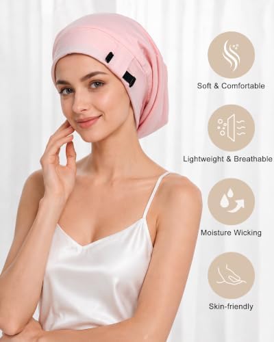 AWAYTR Satin Bonnet for Sleeping, Adjustable Curly Hair Cap for Women Men - Image 5