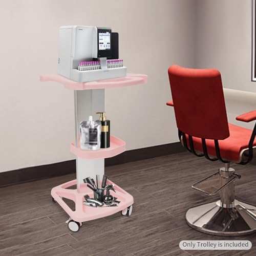 Pink Acrylic Salon Cart, Rolling Beauty Trolley with Wheels(28.74" H) - Image 3