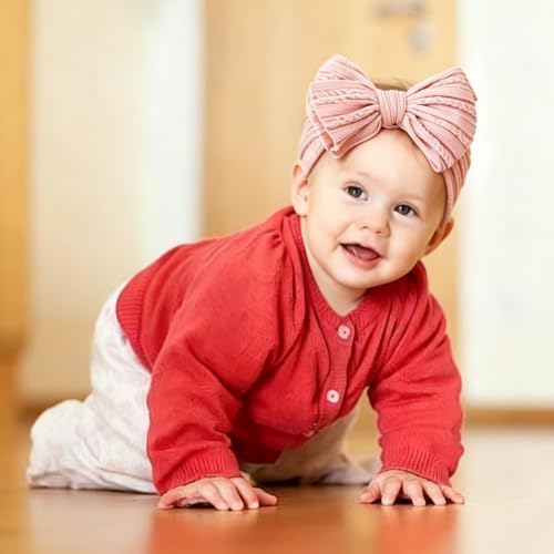 Baby Bows Headbands Soft Nylon Handmade Hair Accessories for Newborn Infant Toddler Kids (6 Mixed Pink, Large) - Image 5