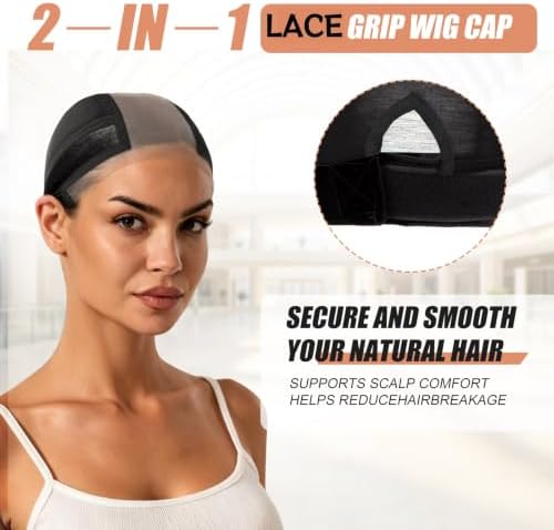 Riemann Lace Built in silicone Wig Grip Cap for Women,1 PCS (Black) - Image 5