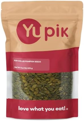 Yupik Raw Pumpkin Seeds, No Shell, 1 lb (16 oz), GMO-Free, Gluten-Free, Kosher, Shelled Pepitas, Salt-Free, Oil-Free, Plant-Based Protein, Source of Fiber, Healthy Snacks, Ideal for Baking & Topping by Yupik