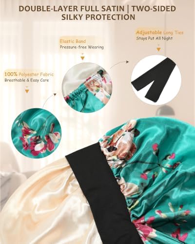 AWAYTR Long Satin Bonnet for Braids - Double Layer Hair Bonnet for Sleeping - Image 3