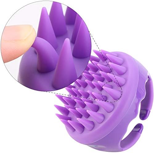 BTYMS Silicone Scalp Scrubber Hair Shampoo Brush, Head Scrubber Hair Wash Brush Cleansing Dandruff Brush - Purple - Image 4