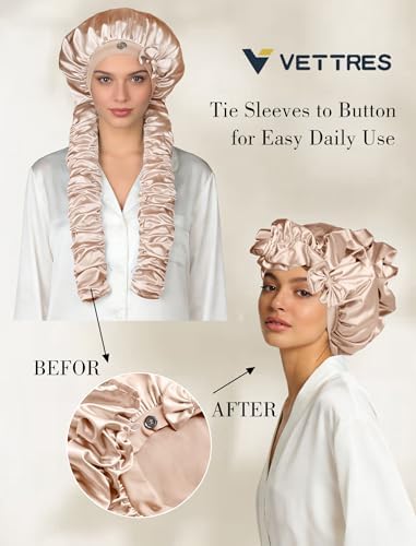 Heatless Curl Satin Bonnet for Sleeping, No Slip Sleep Bonnet with Long Curling Ribbons for Braids & Long Hair - Image 3