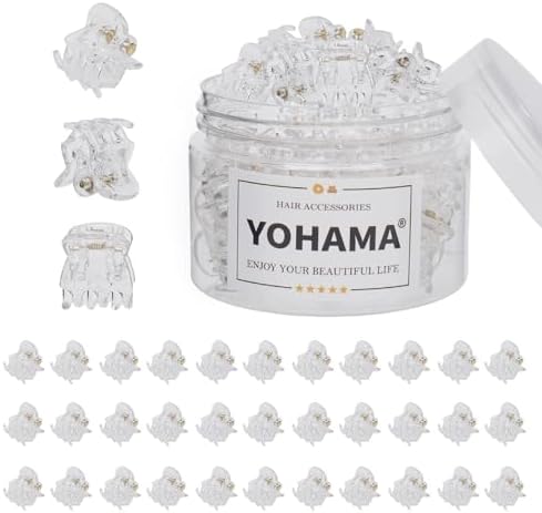 YOHAMA 36PCS Clear Mini Hair Claw Clips for Women & Girls Bangs Clamp Clip by YOHAMA