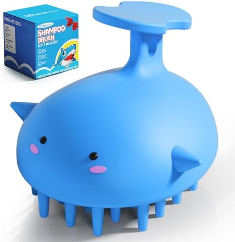 Shampoo Brush Scalp Massager, Silicone Hair Scrubber Wet & Dry, Blue by BLAAROOM