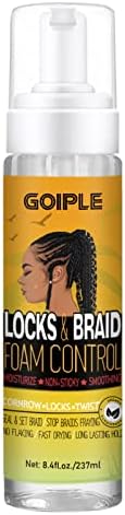 Braid Foam Control Braid Mousse for Braids Twist, Locs, No Flake Extra Hold High Shine Style and Moisturizes, Hair Braiding Mousse for Braids Lightweight Easy to Apply 8fl oz by Goiple