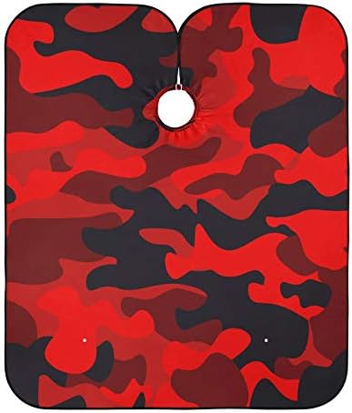 Blueangle Bright Red Camouflage Barber Cape for Men Hair Cutting - Waterproof Salon Hairdressing Cape, 65" x 55" by Blueangle