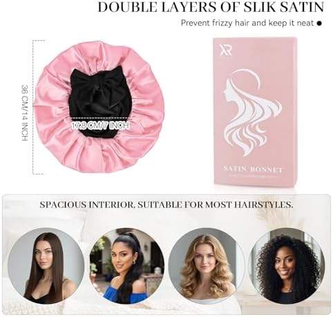 Silk Bonnet for Sleeping Satin Hair Bonnet Double Layer Adjustable Sleep Cap with Elastic Tie Band - Image 6